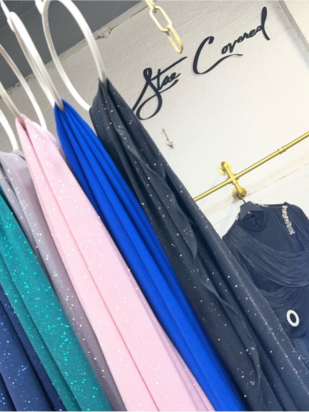Sparkle Draped Fabric Panels - Multicolor (Pink, Blue, Teal, Black, Gray)